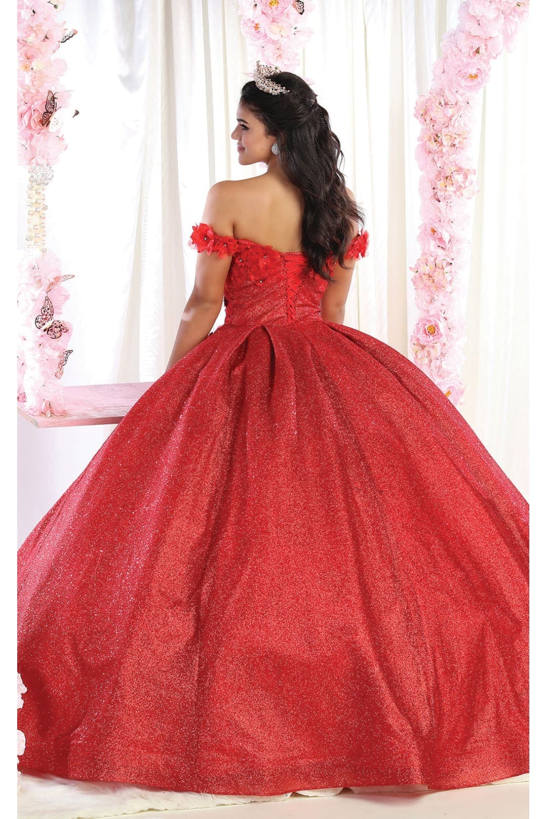Off Shoulder Floral Quinceanera Ball Gown