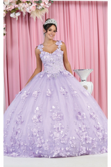 Layla K LK157 Sleeveless Floral Embroidered Quinceañera Ball Gown - LILAC / 4 - Dress