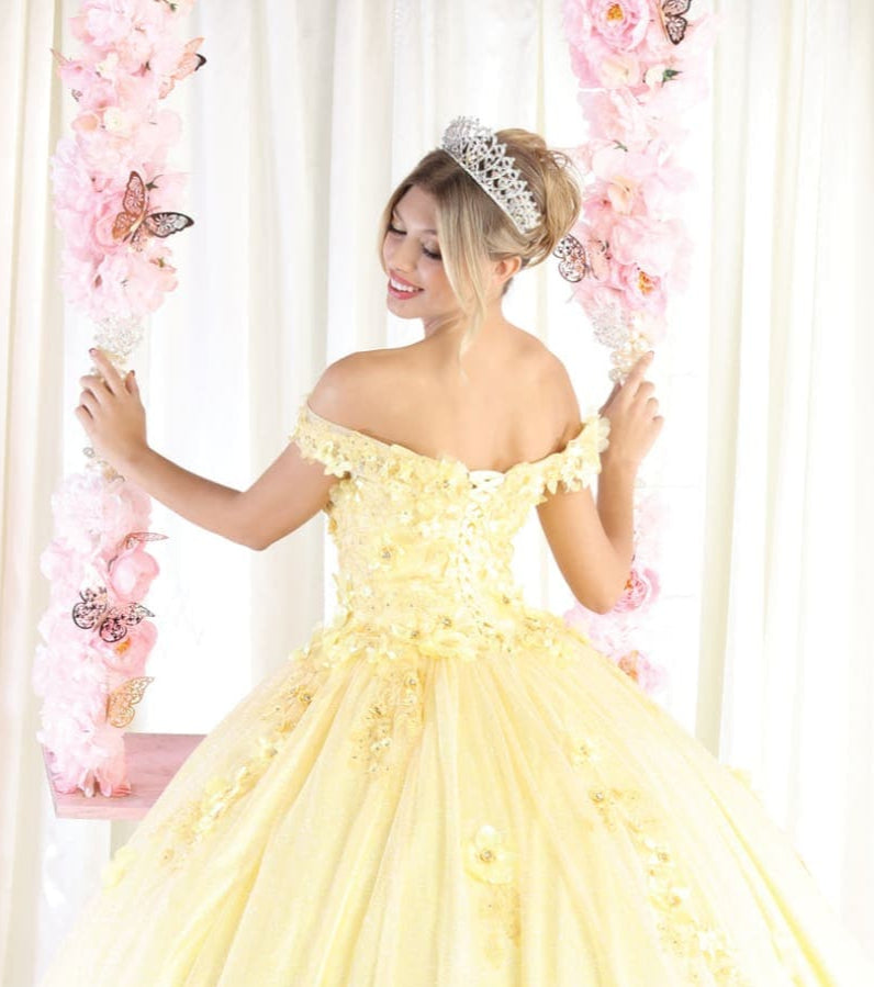 Plus Size Yellow Ball Gown Quinceanera Dress by LK161