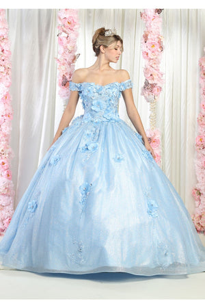 Shiny Ball Quince Dress - BLUE / 4