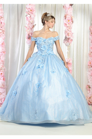 Shiny Ball Quince Dress - BLUE / 4