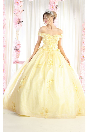 Plus Size Yellow Ball Gown Quinceanera Dress by LK161