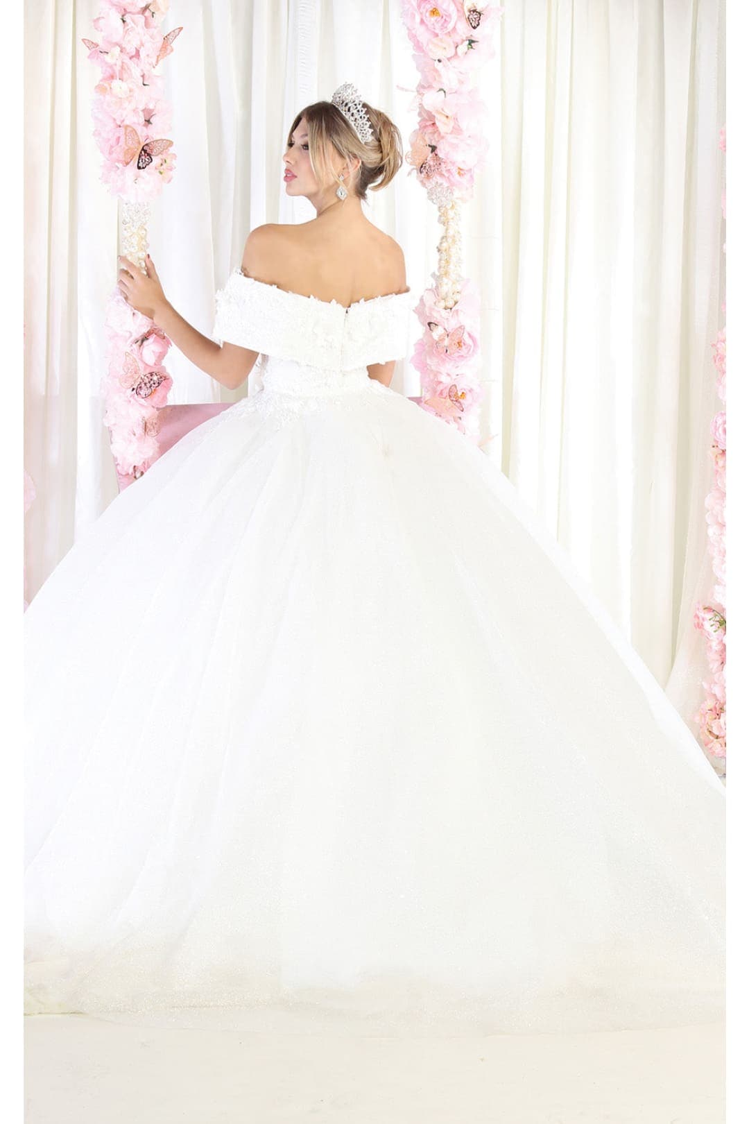 Layla K LK165 Off Shoulder Ivory Ball Gown