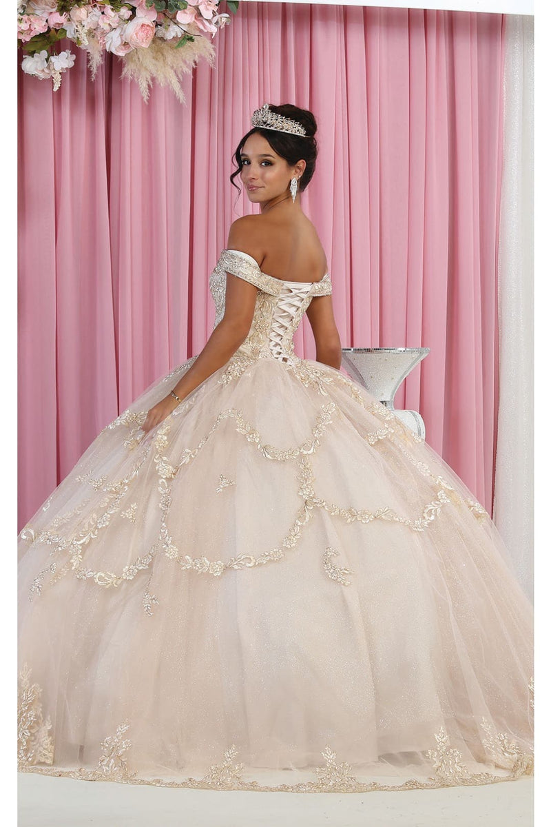 Layla K LK170 Off Shoulder Embellished Embroidered Quince Ball Gown - Dress