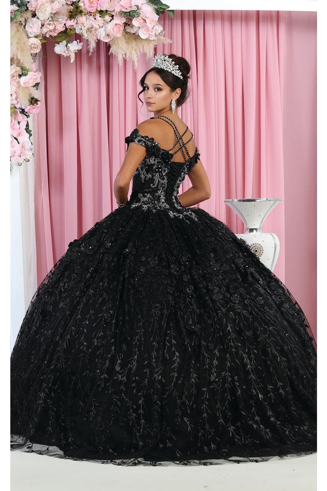 Layla K LK172 Cold Shoulder 3D Floral Ball Gown