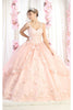 Layla K LK177 Strapless Sweetheart Floral Applique Ball Gown - ROSE GOLD / 4