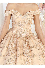 Layla K LK184 Cape Floral Quinceanera Ball Gown