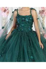 Layla K LK185 Side Cape Sleeve Quince Gown