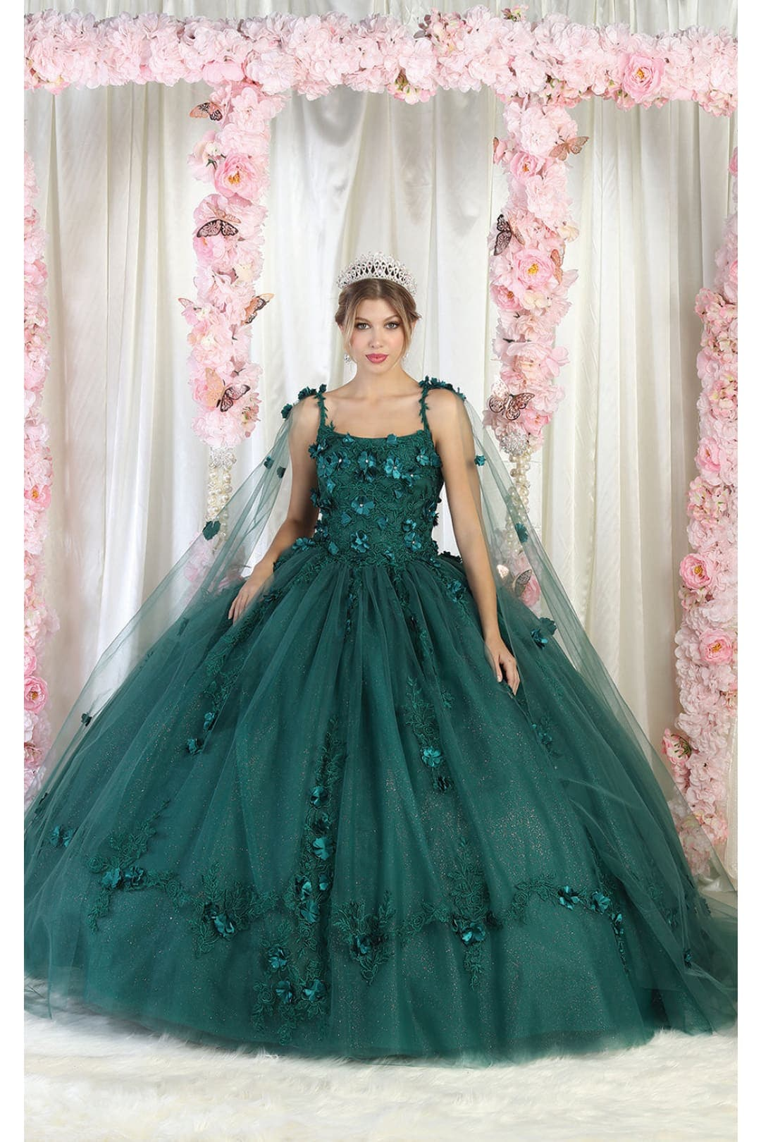 Layla K LK185 Side Cape Sleeve Quince Gown