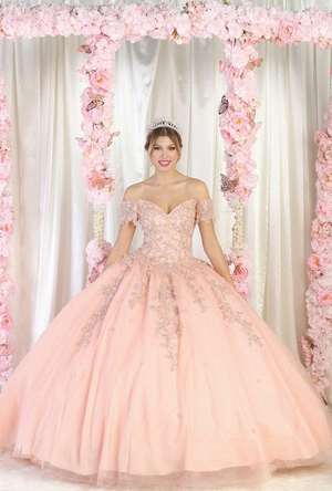 Layla K LK187 Off Shoulder Ball Gown - ROSE GOLD / 2