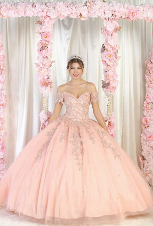 Layla K LK187 Off Shoulder Ball Gown - ROSE GOLD / 2