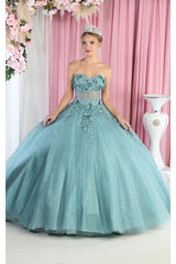 Sleeveless Quinceañera Ball Gown - Sage / 4
