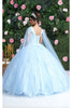 Layla K LK193 3D Floral Applique Cape Sleeves Corset Quince Ball Gown