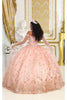 Layla K LK197 Glitter Buterfly Applique Cape Sleeves Quinceanera Gown - Dress