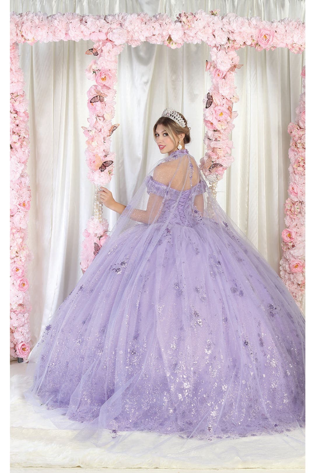 Layla K LK202 Cape 3D Floral Quinceanera Gown