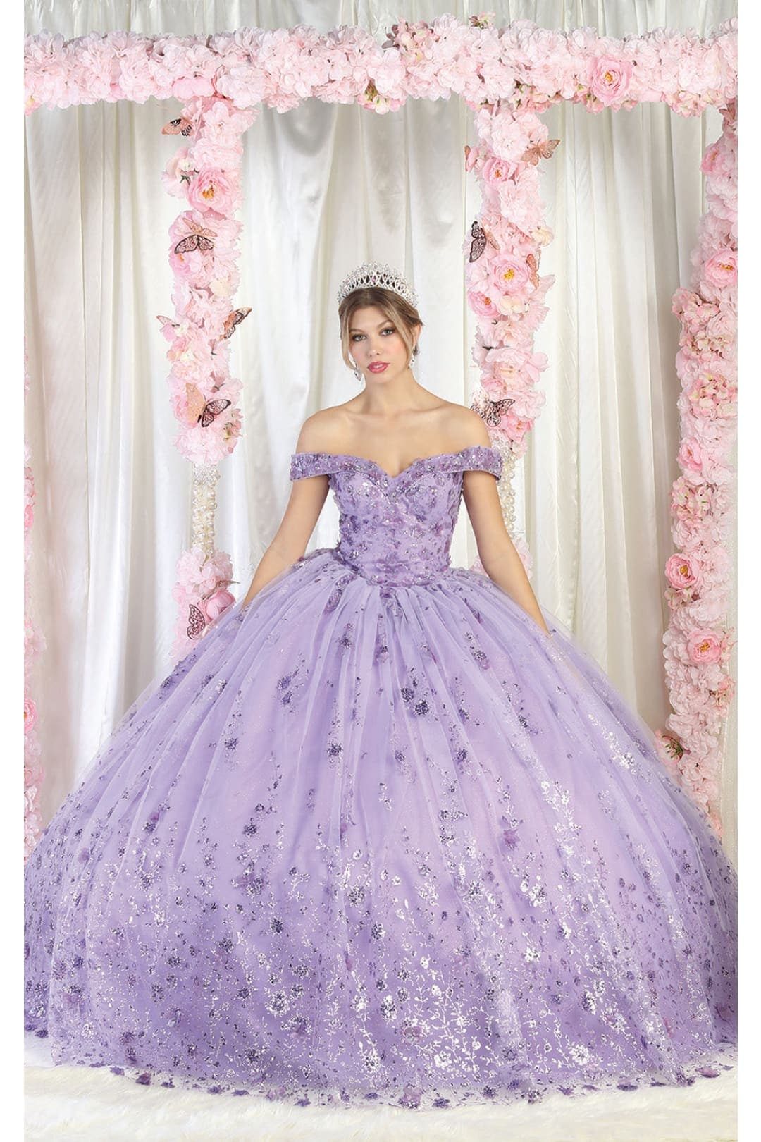 Layla K LK202 Cape 3D Floral Quinceanera Gown