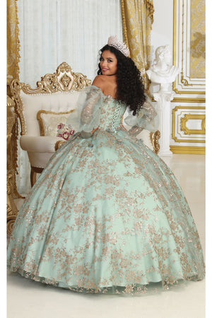 LA Merchandise LA206 Off Shoulder Puff Sleeves Quinceanera Ball Gown - Dress
