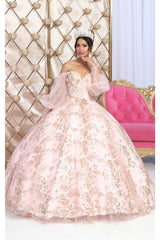 LA Merchandise LA206 Off Shoulder Puff Sleeves Quinceanera Ball Gown - Dress
