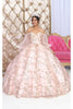 LA Merchandise LA206 Off Shoulder Puff Sleeves Quinceanera Ball Gown - BLUSH/GOLD / 4 - Dress