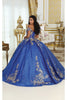 Layla K LK219 Off Shoulder Corset Back Embroidery Quince Gown - Dress