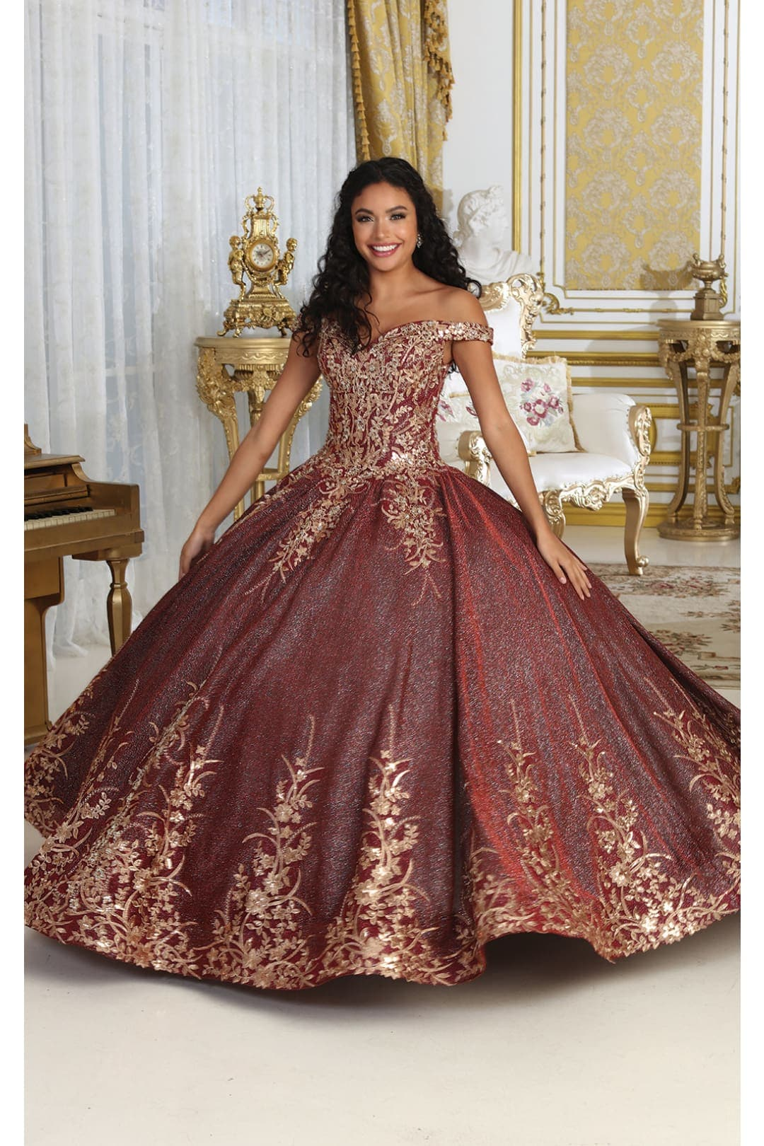 Layla K LK220 Off Shoulder Sparkling Lace Up Quinceanera Ball Gown - Dress