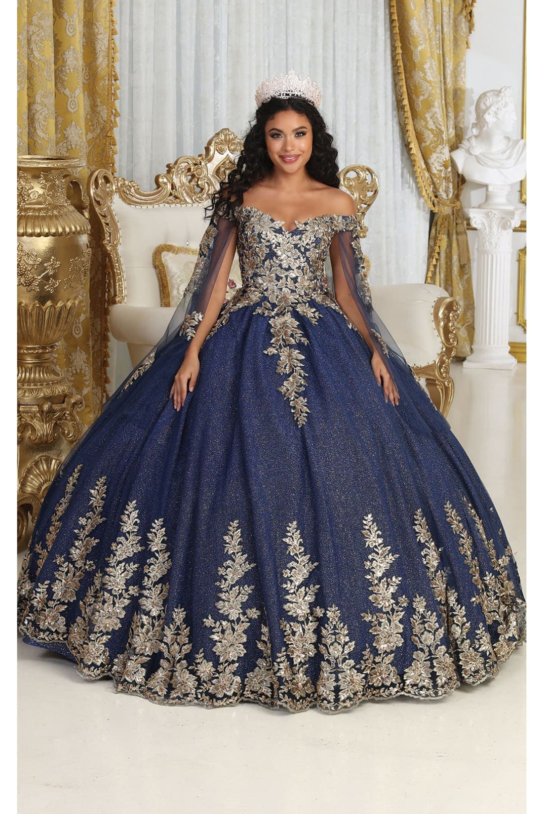 Layla K LK221 Cape Sleeves Corset Embroidered Qunveanera Ball gown - Dress