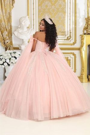 Layla K LK238 Beaded Blush Corset Back Quinceanera Gown - Dress