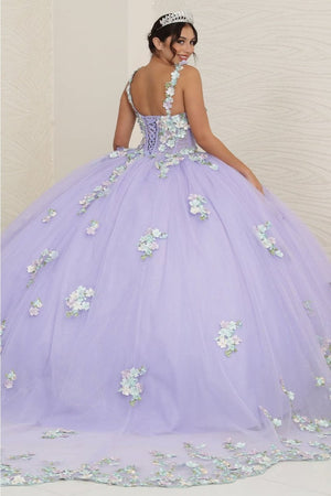Layla K LK249 Lilac/Multi Floral Spaghetti Strap Quinceanera Gown - LILAC/MULTI / 2 - Dress