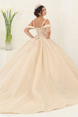 Layla K LK250 Cold-Shoulder Sweetheart Floral Prom Ball Gown - Dress