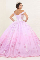 Layla K LK254 Off-Shoulder Glitter Embellished Lilac Quince Gown - LILAC / 4 - Dress