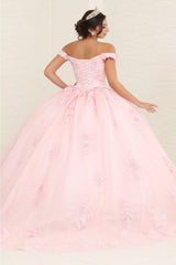 Layla K LK260 Floral Glitter Off-Shoulder Sweet16 Ball Gown - Dress