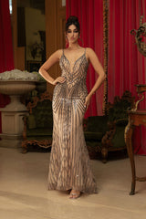 Long Evening Dress Sleeveless Mesh Gala Gown By Royal Queen RQ8149 - Dress