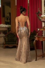 Long Evening Dress Sleeveless Mesh Gala Gown By Royal Queen RQ8149 - Dress