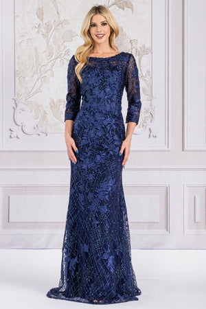 Long Evening Dress Strapless Sheath Gown By Amelia Couture 7045 - NAVY / 8 - Dress