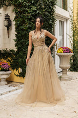 Long Evening Dress V-Neck Sequin A-Line Gown By Royal Queen RQ8143 - Dress