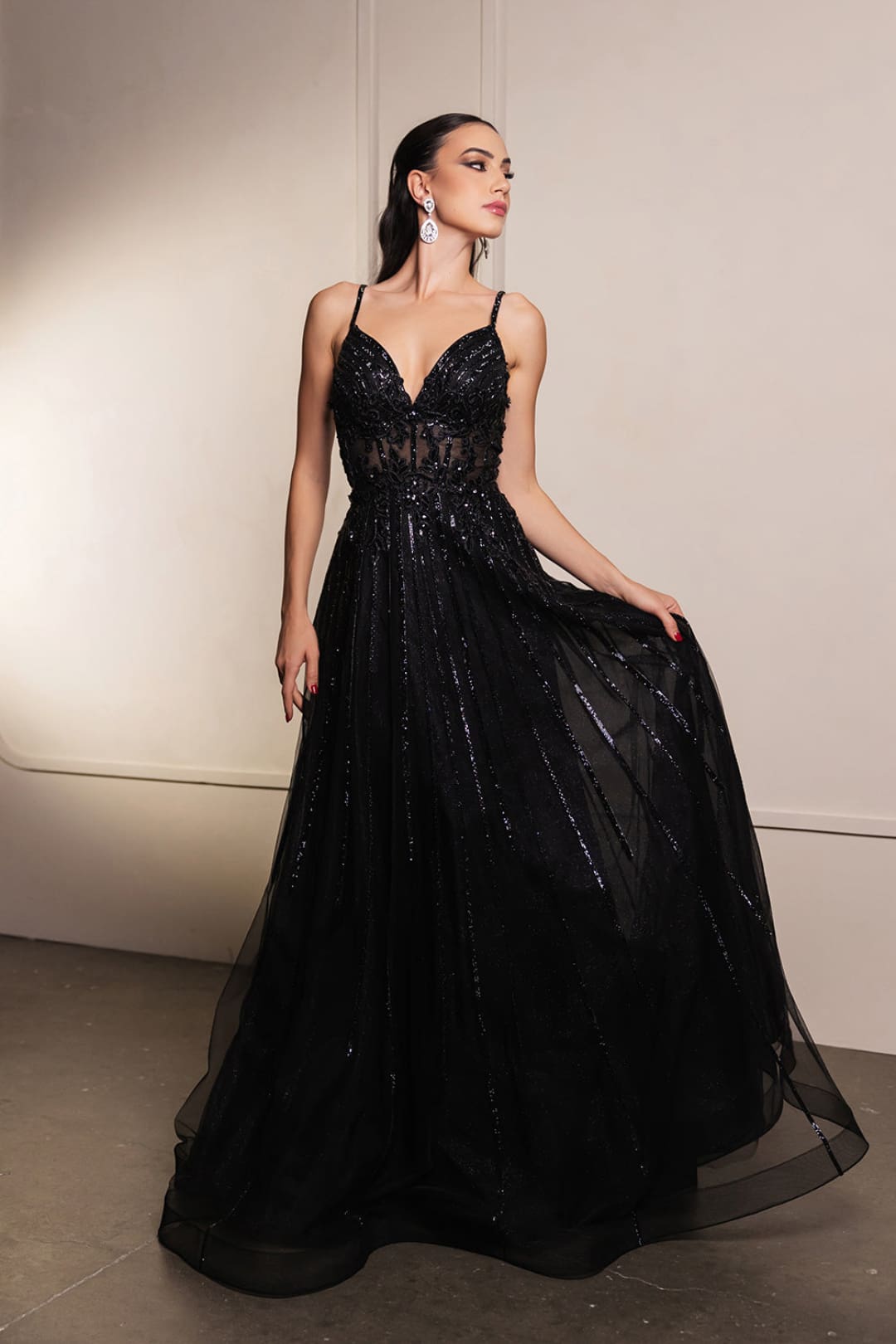 Long Evening Dress V-Neck Sequin A-Line Gown By Royal Queen RQ8143 - Dress