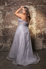 Long Evening Dress V-Neck Sequin A-Line Gown By Royal Queen RQ8143 - Dress