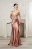 Long Formal Dress Off The Shoulder High Slit Gown By May Queen MQ2157 - ROSEGOLD / 4 - Dress