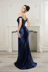 Long Formal Dress Off The Shoulder High Slit Gown By May Queen MQ2157B - Dress