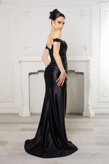 Long Formal Dress Off The Shoulder High Slit Gown By May Queen MQ2157B - Dress