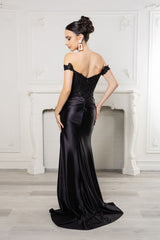 Long Formal Dress Off The Shoulder High Slit Gown By May Queen MQ2157B - Dress