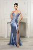 Long Formal Dress Off The Shoulder High Slit Gown By May Queen MQ2157B - DUSTYBLUE / 22 - Dress
