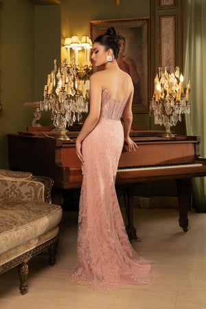 Long Formal Dress Strapless Rhinestone Prom Gown By Royal Queen RQ8153 - Dress