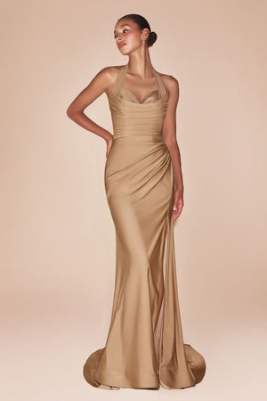 Long Formal Dress Sweetheart Evening Gown By Ladivine CD796 - NUDE GOLD / 2 - Prom