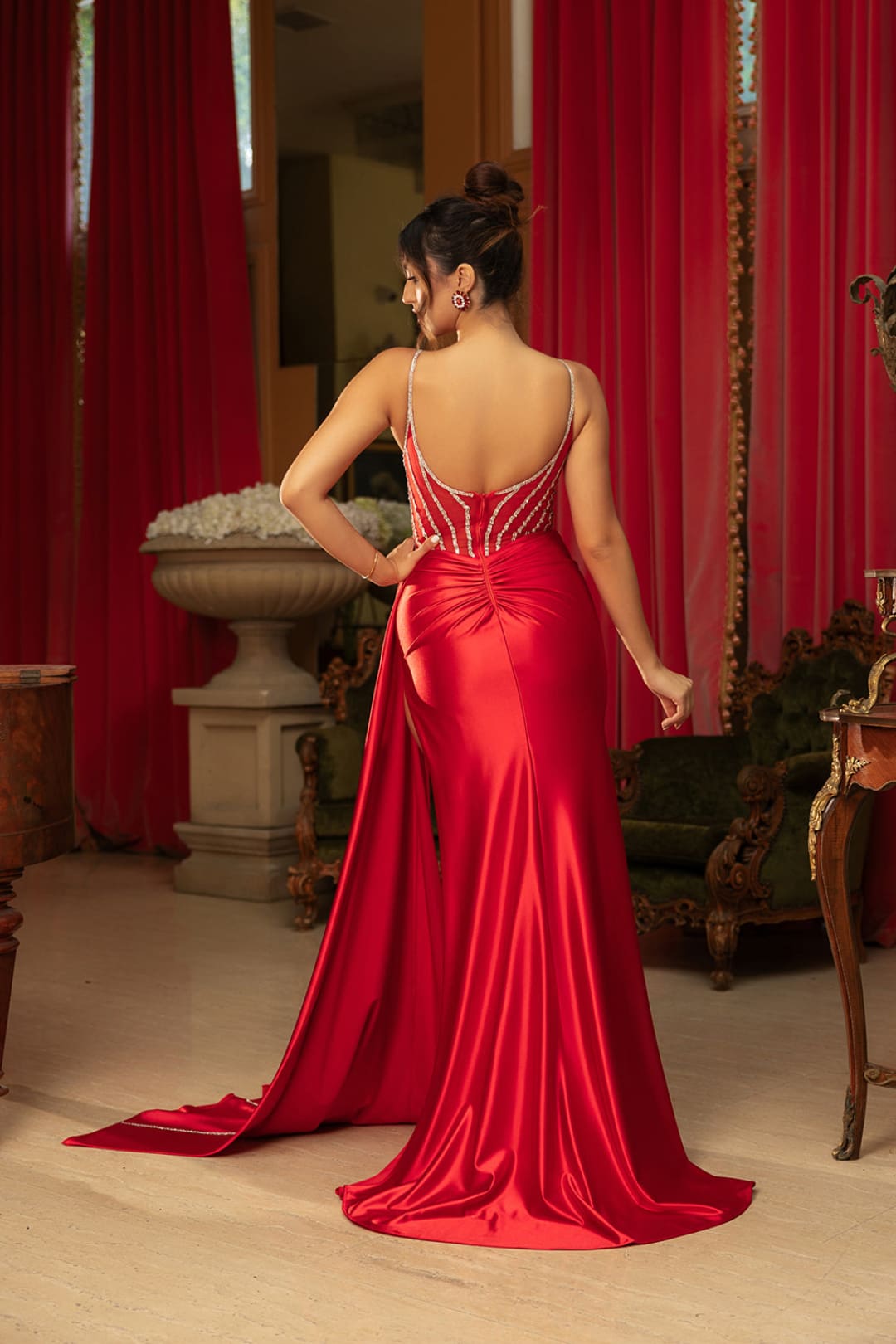 Long Formal Gown With Glittery Appliqued Mermaid Floor Length By May Queen MQ2113 - Dress