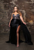 Long Formal Gown With Glittery Appliqued Mermaid Floor Length By May Queen MQ2113 - BLACK / 4 - Dress