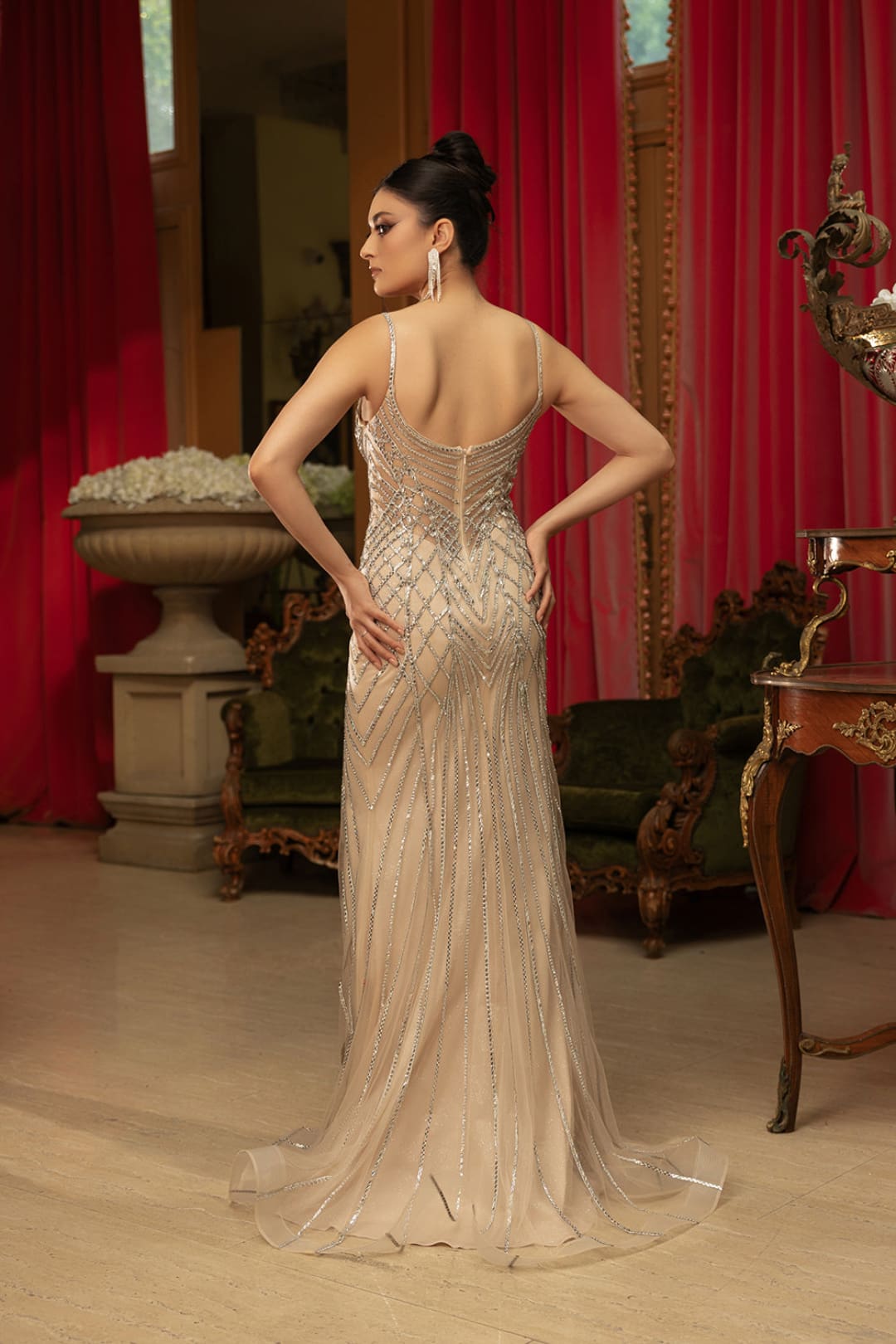 Long Gala Dress V-Neck Rhinestone High Slit Gown By Royal Queen RQ8161 - Dress