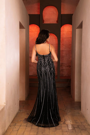 Long Gala Dress V-Neck Rhinestone High Slit Gown By Royal Queen RQ8161 - Dress