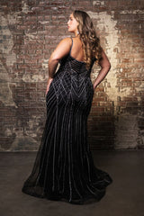 Long Gala Dress V-Neck Rhinestone High Slit Gown By Royal Queen RQ8161 - Dress