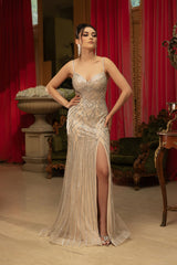 Long Gala Dress V-Neck Rhinestone High Slit Gown By Royal Queen RQ8161 - Dress